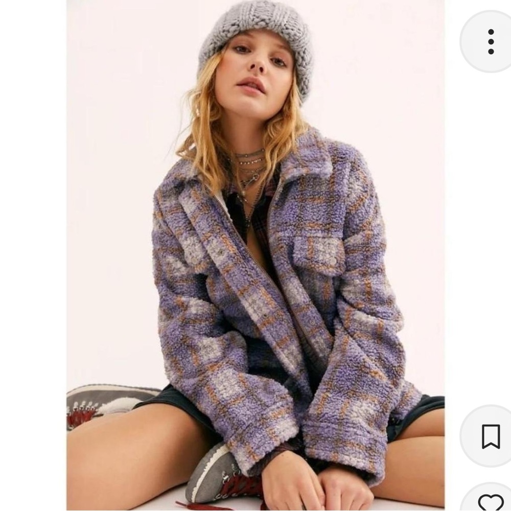 Free people plaid cozy trucker jacket XS